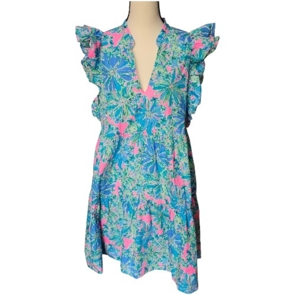 Lilly Pulitzer Aldena Ruffle Sleeve Cotton Dress - Picture 3 of 8